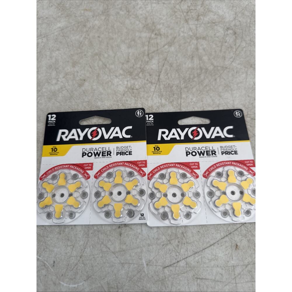 Rayovac Zinc Air Hearing Aid Batteries 12 Pack Size 10 Lot Of Two